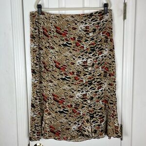 Lane Bryant Abstract Animal Print Flutter Hem Midi Skirt